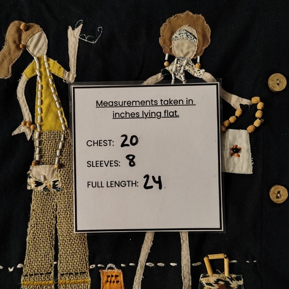 Vintage 90s Susan Bristol Women's Top Size Small Black Button Up Art to Wear - Picture 6 of 9